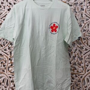 Vans Mint Green Tee with Red Floral Chest Logo